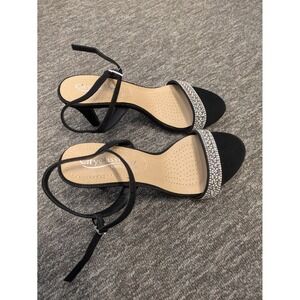 Cityclassified Black Embellished Ankle Strap Heels Women's Size 6
